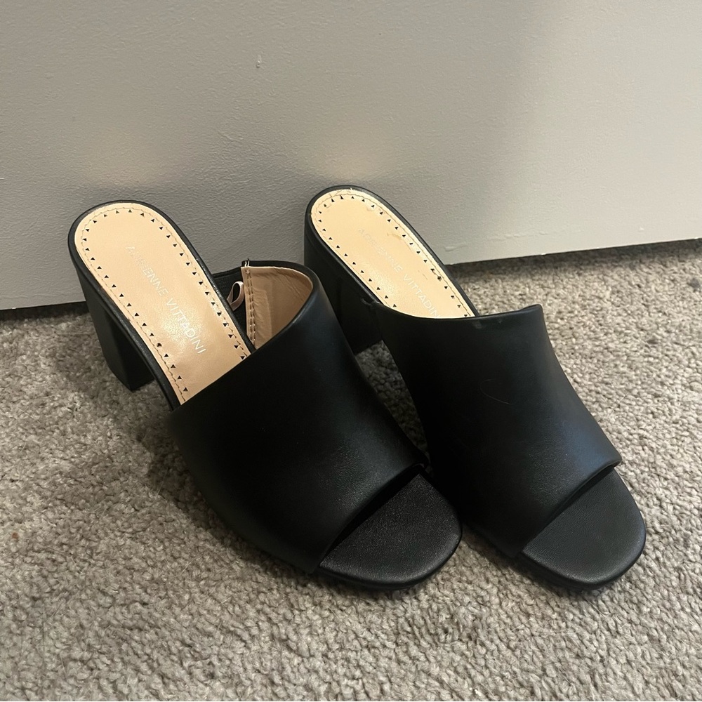 Adrienne Vittadini block heeled mules